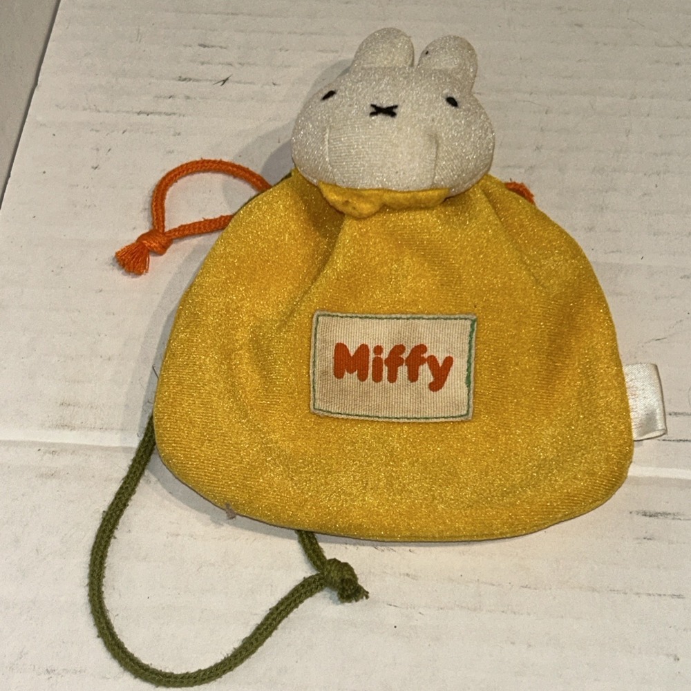 Rare Miffy Plush Drawstring Bag Made In‎ Japan Yellow Toy Accessories Jewelry D1